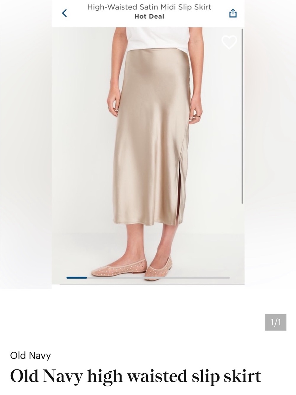 Old Navy Satin High-Waisted Midi Slip Skirt — Champagne Tan